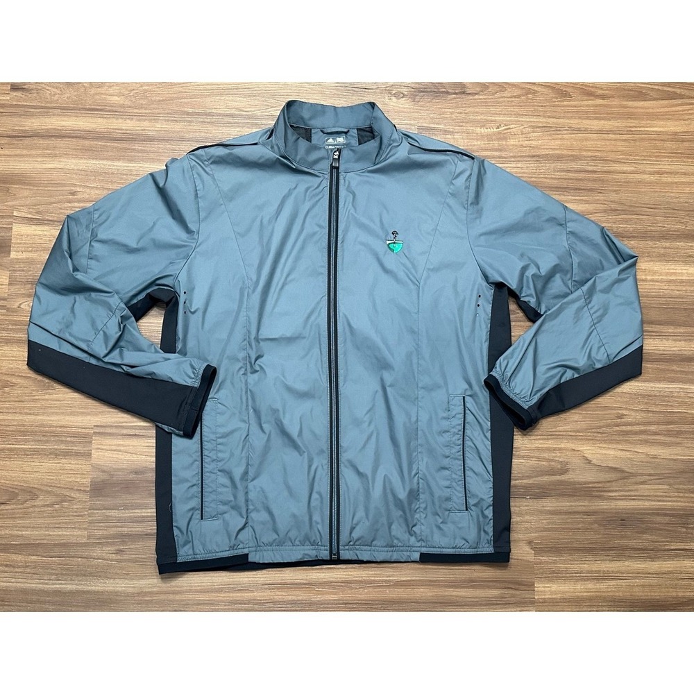 Adidas ClimaProof Mens Embroidered Golf Full Zip Windbreaker Jacket Grey Sz L